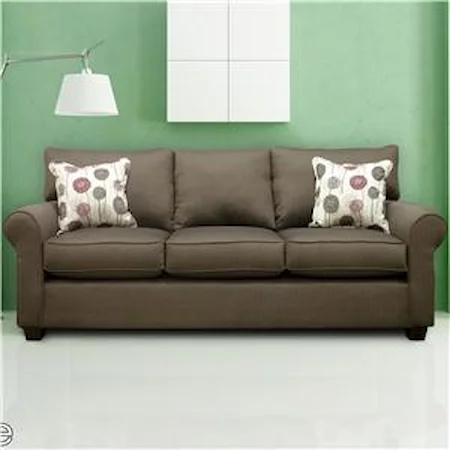 Transitional Three Over Three Sofa with Accent Pillows